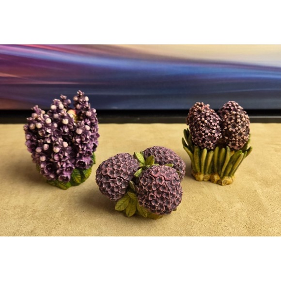 Harmony Kingdom Other - HARMONY KINGDOM Snapdragon Hyacinth Hydrangea, Purple Garden, 3 Total, Vintage